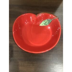 Plentiful Pantry Apple Dish Stoneware Ceramic? Vintage Red Casserole Pie Crumble